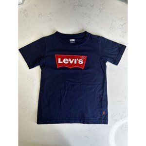 Levi's T-Shirt Boys Size L Blue Cotton Crew Neck Short Sleeve Pullover Batwing